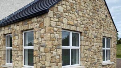 Stone facing for house