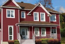 Red vinyl siding