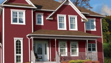 Red vinyl siding